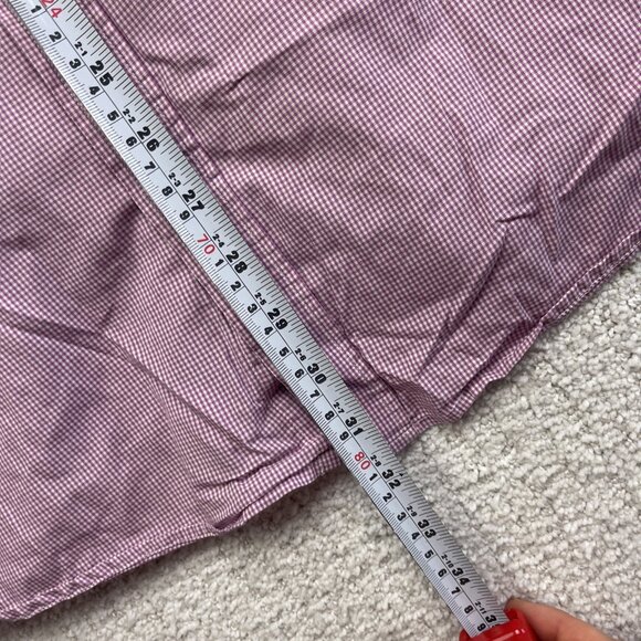 Lacoste Shirt Mens 44 Gingham Color Block Check Pink Button Down Long Sleeve - Picture 9 of 15